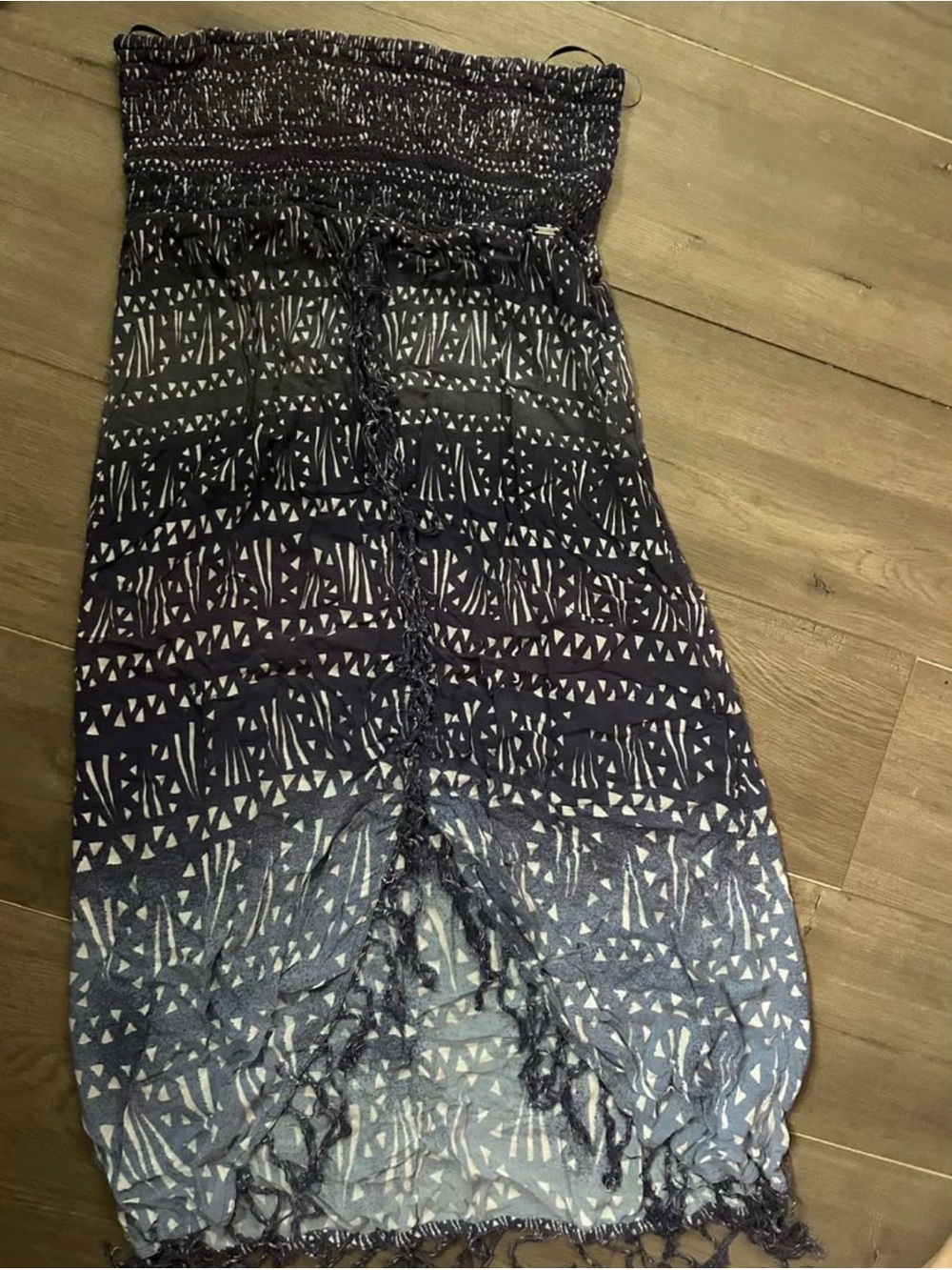 Boho Tie-Dye Smocked Tube Dress/Skirt in Navy